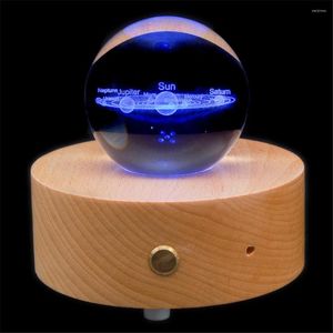 Veilleuses boule de cristal de hêtre boîte à musique Bluetooth cadeau lumineux LED farci de lumière pour dormir décoration de chambre d'ado