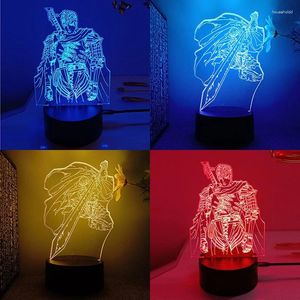 Veilleuses Berserk Guts 3d lampe à LED pour chambre à coucher Mange Anime figurine Avatar chambre décor mignon amant cadeau Luces