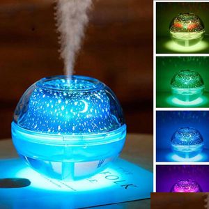 Luces nocturnas Brelong Colorf USB Cristal Humidificador Lámpara de proyección Luz nocturna Interior Dormitorio Pareja Ambiente Oro / Plata Gota Entregar Dhwng