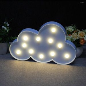 Luces nocturnas Forma de nube Luz LED Azul Blanco Plast IP42 Lámpara Hogar Dormitorio Sala de estar Decoración de pared Con pilas