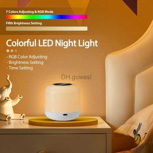 Veilleuses colorées LED veilleuse tactile RGB lampe à intensité variable Portable à côté de la lampe avec télécommande salon YQ240207