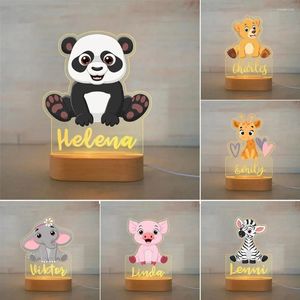 Veilleuses créatives 3D lampe acrylique Panda éléphant veilleuses Infantil décoratif chambre Table de chevet cadeau de noël