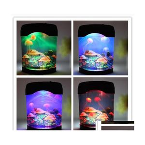 Luces nocturnas Creative Beautif Aquarium Light Tank Natación Estado de ánimo Durable Decoración del hogar Simation Medusas Lámpara Led Drop Delivery Li Dhrf3