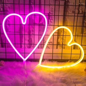 Luces nocturnas, letrero de neón con luz LED creativo, corazón de amor, decoración para fiesta de boda, aniversario, decoración de ventana del hogar, lámpara de regalo