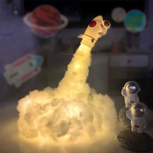 Night Lights Creative Night Light DIY Rocket Lamp LED ASTRONAUT NIGHT AVEC USB RECHARAGETS KIDS Decoration Home Decoration Light For Kids Gift P230331