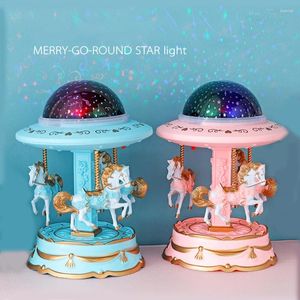 Night Lights Creative Starry Sky Projecteur Europe Merry Go Round Music Box Octave Christmas Children's Day Birthday Gift