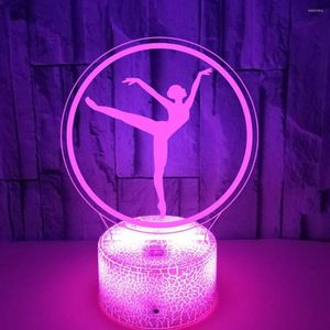 Veilleuses danse Ballet 3D Illusion lampe lumière LED décor de chambre tactile télécommande Table cadeau de noël pour les filles veilleuses