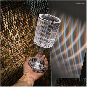 Veilleuses Diamant LED Lumière Tactile Télécommande Cristal Lampe de Bureau 16 Couleurs Rechargeable Chevet Acrylique Décor À La Maison Équipement Dr Ot6Tw