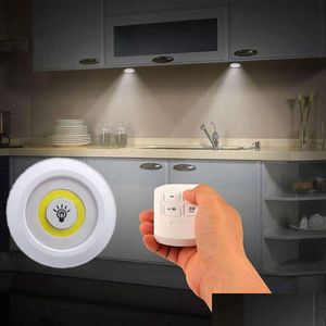 Night Lights Dimmable Led Under Cabinet Light With Remote Control Battery Operated Closets Lights For Wardrobe Bathroom Lighting Drop Dh3Np
