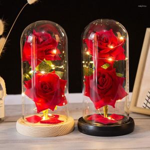 Veilleuses goutte cadeau de saint valentin pour petite amie Rose éternelle lumière LED mère faveur de mariage lampe de demoiselle d'honneur