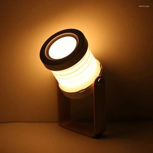 Veilleuses pliable poignée en bois lampe de lecture lanterne contrôle tactile USB charge Portable Table LED pliante