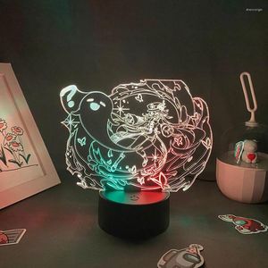 Luces nocturnas Genshin Impact Game Figure Hutao Color Two Tone Lamp 3D Led Light Regalo de Navidad para amigos Dormitorio Decoración Sala de juegos