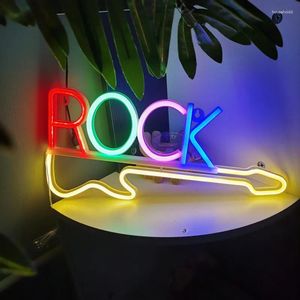 Veilleuses guitare Rock And Roll, enseignes au néon, musique, lumière Led, décoration murale artistique pour salle de jeux, fête, Studio, Bar, Disco
