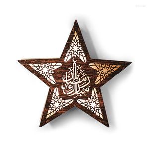 Lumières de nuit H7JB Festival du Ramadan LED Star Applique murale en bois Décoration élégante Eid Home