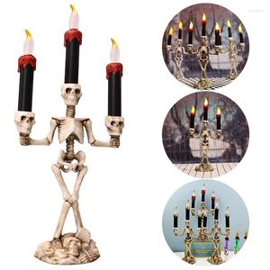 Luces nocturnas Halloween esqueleto candelabro fantasma Festival Horror accesorios de decoración LED vela lámpara de mesa luz calabaza linterna calavera