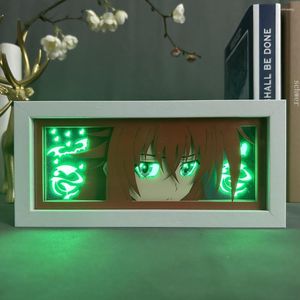 Veilleuses lycée DxD Rias Gremory oeil visage Anime boîte à lumière pour décor de chambre Manga papier découpé bureau lampe à LED Lightbox