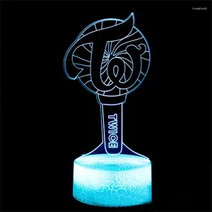 Veilleuses Kpop Star Team deux fois Logo Fans 3d lampe à LED pour chambre Mange Avatar chambre d'enfant décor enfant cadeau d'anniversaire