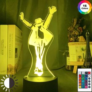 Lampe Led avec figurine de danse Michael Jackson, Illusion de couleur changeante, veilleuse pour décoration de la maison, Table de chevet