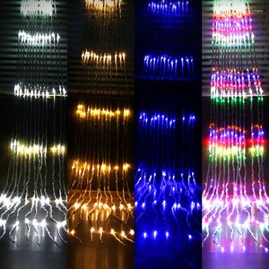 Les lumières nocturnes LED 3x3m 320led Waterfall rideau ICTICLE String Light Light Outdoor Meteor Down Pain Garland Wedding Party