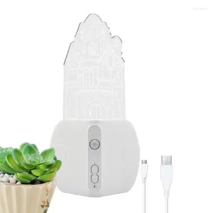 Veilleuses LED Lampe de chevet rechargeable Acrylique Type-C Coin ambiant Double Mode Château Design Base Magnétique Pour Chambre