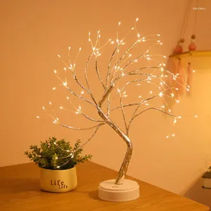 Luces nocturnas LED de abedul, mesa, árbol bonsái, mini lámpara navideña, 8 modos, USB/batería, mesita de noche, luces nocturnas decorativas de hadas
