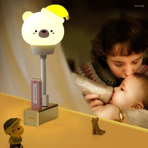 Veilleuses LED enfants USB lumière mignon dessin animé lampe ours pour bébé enfant chambre Protection des yeux prise petite Table