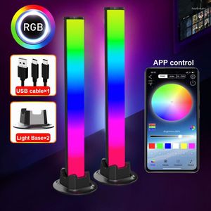 Luces nocturnas Lámpara LED Luz de control de sonido RGB Music Rhythm Pickup App Colorful Ambient Bar Decor