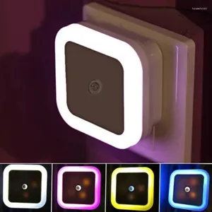 Luces nocturnas Luz LED Lámpara de sensor automático UE / EE. UU. Pared enchufable para pasillo Cocina Baño Dormitorio Escaleras