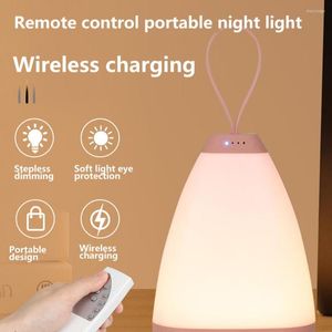 Veilleuses lumière LED télécommande Qi chargeur sans fil tactile lampe à intensité variable Portable lanterne bureau enfants enfants cadeau