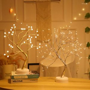 Luces de noche LED Luz de noche Lámpara de árboles brillantes Mini árbol Alambre de cobre Poemas Dormitorio de los niños Luces de hadas decorativas Vacaciones