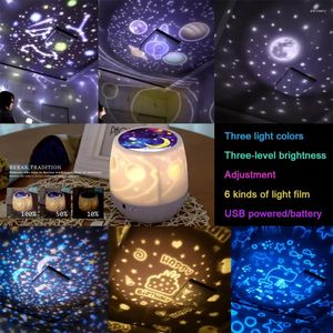 Veilleuses LED Star Galaxy Projecteur Lampe Enfants Lumière Rotation Ciel Étoilé Porjectors Pour La Décoration De La Chambre Anniversaire Fête De Noël 6 Ensembles De Film