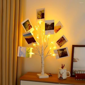 Luces de noche Luz de árbol LED con clips Decoración de la habitación del hogar Dormitorio estético Vacaciones Navidad Plantas de interior escénicas Regalo Lámpara de mesitas de noche