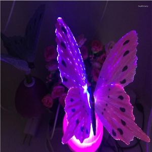 Veilleuses lumineuses romantiques LED en forme de papillon, lampe de bureau, maison, fête de vacances, chambre à coucher, cadeau décoratif, prise US EU 332l