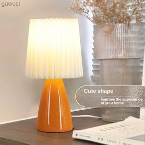 Veilleuses Milkshake LED lampe de Table plissée E27 chambre veilleuse INS bureau lumière fille chevet en céramique éclairage intérieur décor à la maison luminaire YQ240112