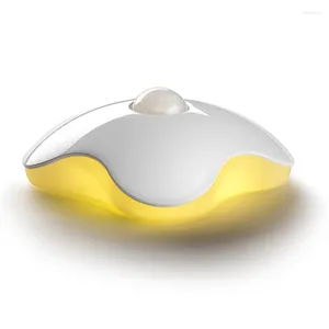 Veilleuses LED avec capteur de mouvement, avec batterie automatique du crépuscule à l'aube, rechargeable, blanc/jaune, pour couloir et cuisine