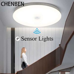 Luces nocturnas Sensor de movimiento Luz Lámparas de techo Hogar moderno Interior Pasillo LED Colgante Iluminación de inducción Sala de estar Ceil Luminaria Lámpara Inteligente YQ231127