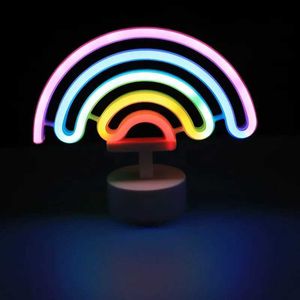 Luces de noche Decoración de neón Luz de arco iris LED Lámparas de noche de neón Lámpara de escritorio en forma de flamenco Nube Luna Dormitorio Decoración USB Pequeña luz de noche Q231113