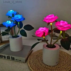 Luces nocturnas Nuevo LED Girasol Rosa Lámpara de mesa San Valentín Luz de hadas Árbol de tulipán Luz nocturna USB Iluminación de flores rosas Fiesta en casa Regalo romántico YQ231214