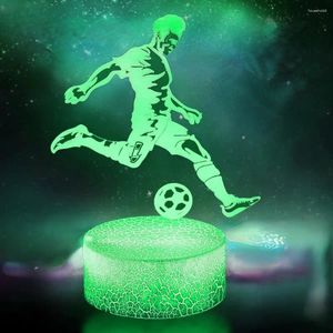 Veilleuses Nighdn LED pour garçons Football 3D Illusion lampe 7 couleurs changement veilleuse chambre décor anniversaire cadeau de noël enfants