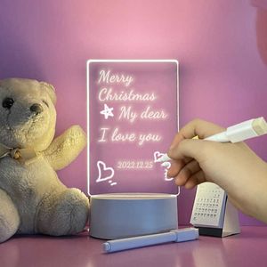 Veilleuses Veilleuse Veilleuse Led Note Board Prise USB / Alimentation par batterie 2 en 1 Veilleuse Tableau d'affichage DIY Graffiti Décorations Cadeaux de Noël P230331