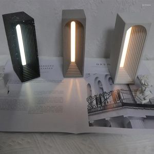 Veilleuses Art Nordique Lampe de Table en Ciment Lampe Architecturale Géante Designer Déco Dimmable Chevet Cadeau de Noël USB Rechargeable