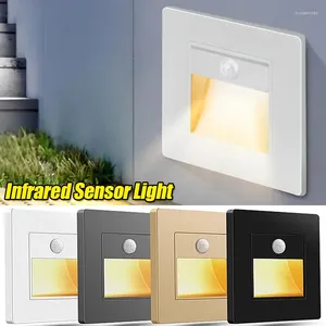 Lumières de nuit PIR détecteur de mouvement LED lumière encastrée lampe à induction du corps infrarouge pour marches échelle escaliers couloir chambre cuisine