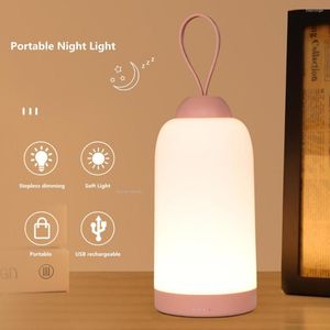 Luces de noche Luz LED portátil Touch Dimmable Linterna al aire libre USB Recargable Dormitorio Lámpara de noche para niños Bebé Regalo para dormir