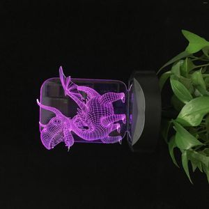 Veilleuses ptérosaure dinosaure 3d LED lumière de table paysage éclairage couleurs extérieur lampe à énergie solaire pour cour jardin