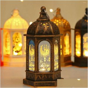 Lumières nocturnes Ramadan Lantern Decoration Plastic LED Eid Mubarak Lamp Festival Table Light 2023 Party Éclairage Drop Drop Drop Deved OT6VG