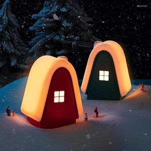 Veilleuses Rechargeable Silicone Lumière Neige Maison Enfants Anniversaire Cadeau De Noël Lampe 3 Niveaux Luminosité Pat 5W 400mAh