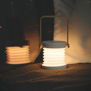 Lámpara de linterna retráctil con luces nocturnas, luz de escritorio regulable recargable por USB, Control táctil, lectura plegable con mango de madera
