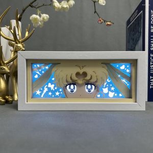 Veilleuses marins boîte à lumière LED produits d'anime pour la décoration de chambre veilleuse cadeau d'anniversaire Manga papier découpé Lightbox goutte