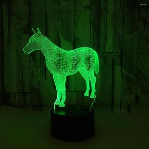 Luces nocturnas que venden Pony Lámpara 3d Colorido táctil Led Luz visual Regalo Atmósfera Mesa de escritorio Usb