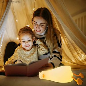 Veilleuses Silicone canard veilleuses Led veilleuse lampe Rechargeable USB dessin animé enfants enfant chambre décoration créative cadeau d'anniversaire R231110